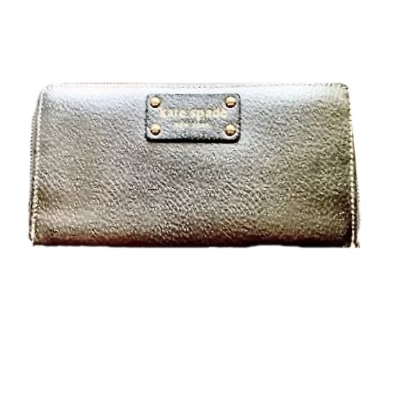 Kate Spade New York Wellesley Neda Long Continentl Saffino Leather Wallet Silver - Picture 8 of 8